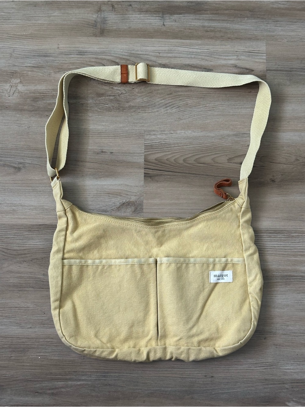 margot Soft Yellow Canvas Crossbody with Front Pockets